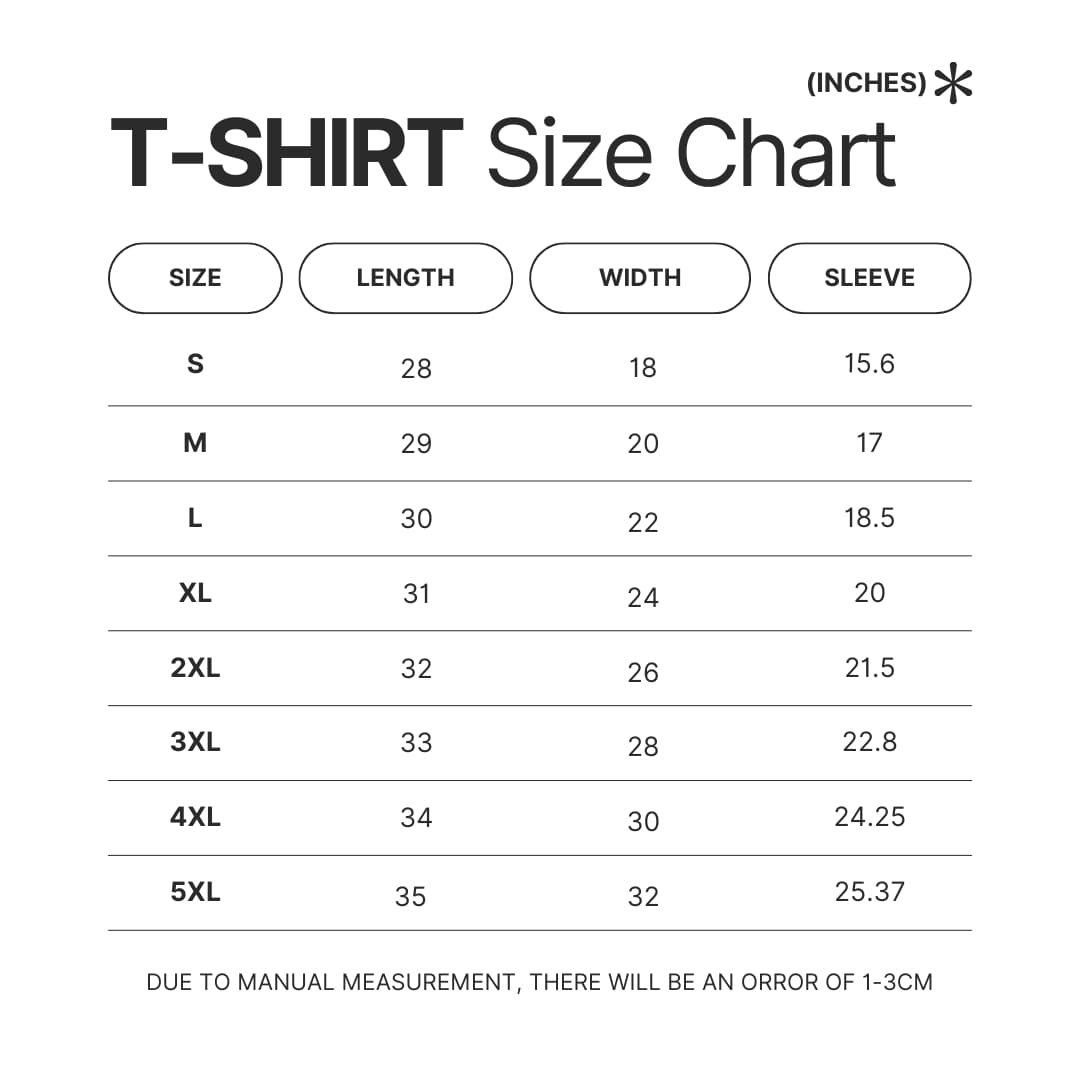T shirt Size Chart - BTS Store UK