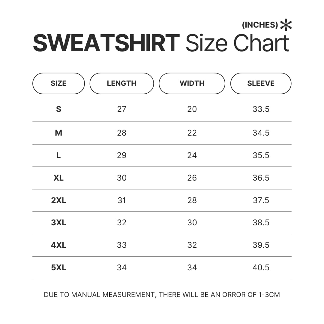 2d sweatshirt size chart - BTS Store UK