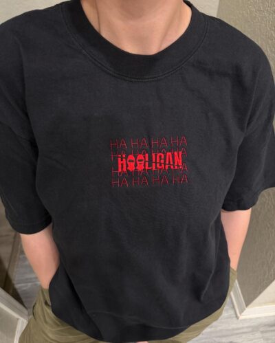 Hooligan Kpop Garment Dyed Embroidered T-shirt